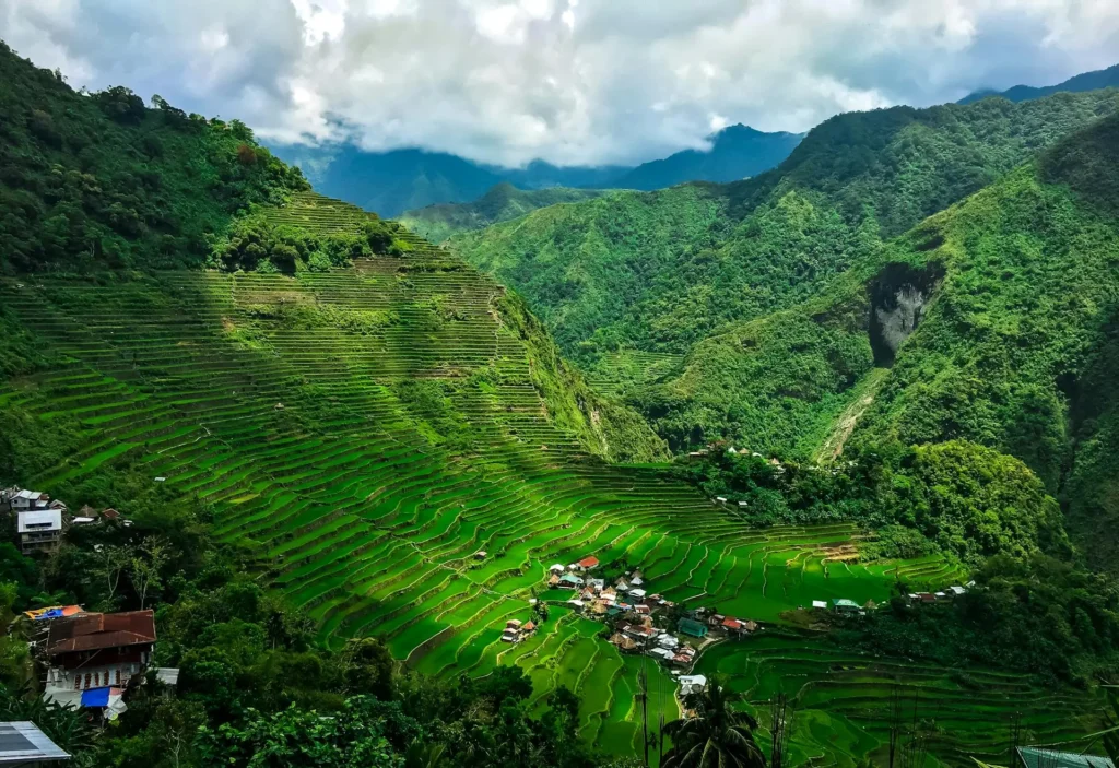 Aerial view of Banaue Rice Terraces in Banaue, Ifugao, in the Philippines